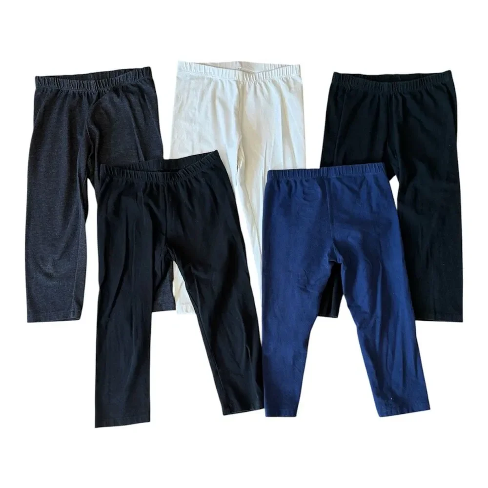 5 Pair Girls Capri Leggings Pants Black White Blue Bundle Lot - Cat & Jack 10/12